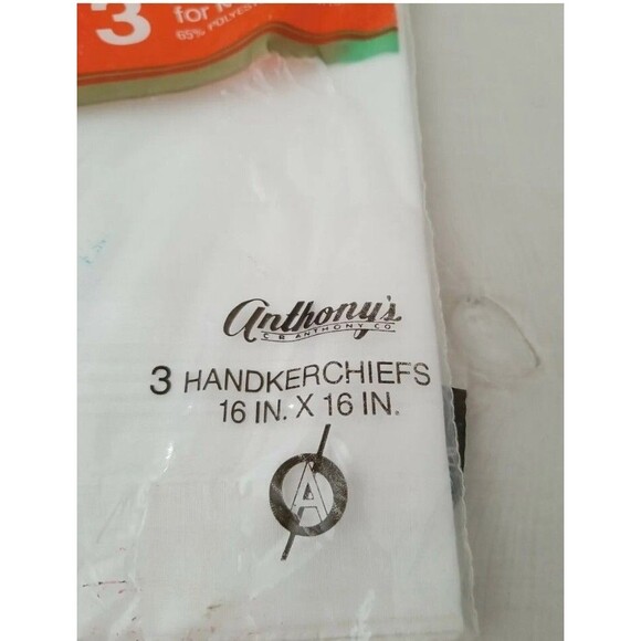 Vintage Set Of 3 Mens Handkerchiefs White On White Satin Stripe NEW old stock - Picture 3 of 4